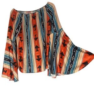 Boho top with belled sleeves